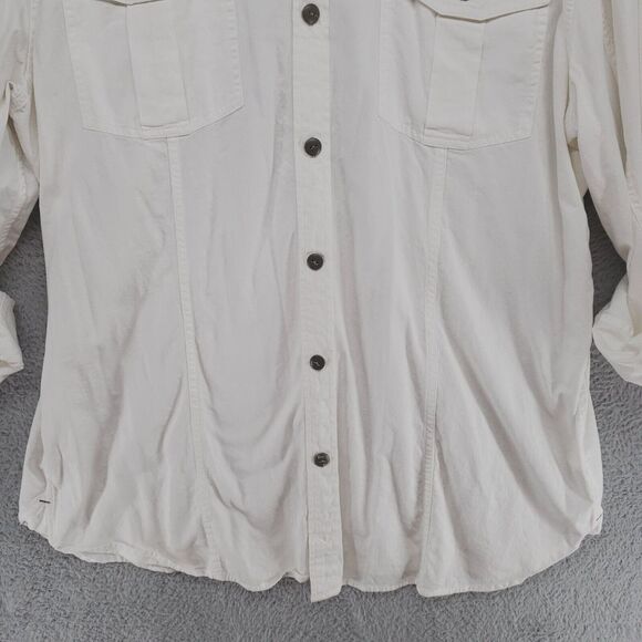 Converse One Star Button Up Shirt Mens XL Ivory Long Sleeve Thick Casual - Picture 3 of 16